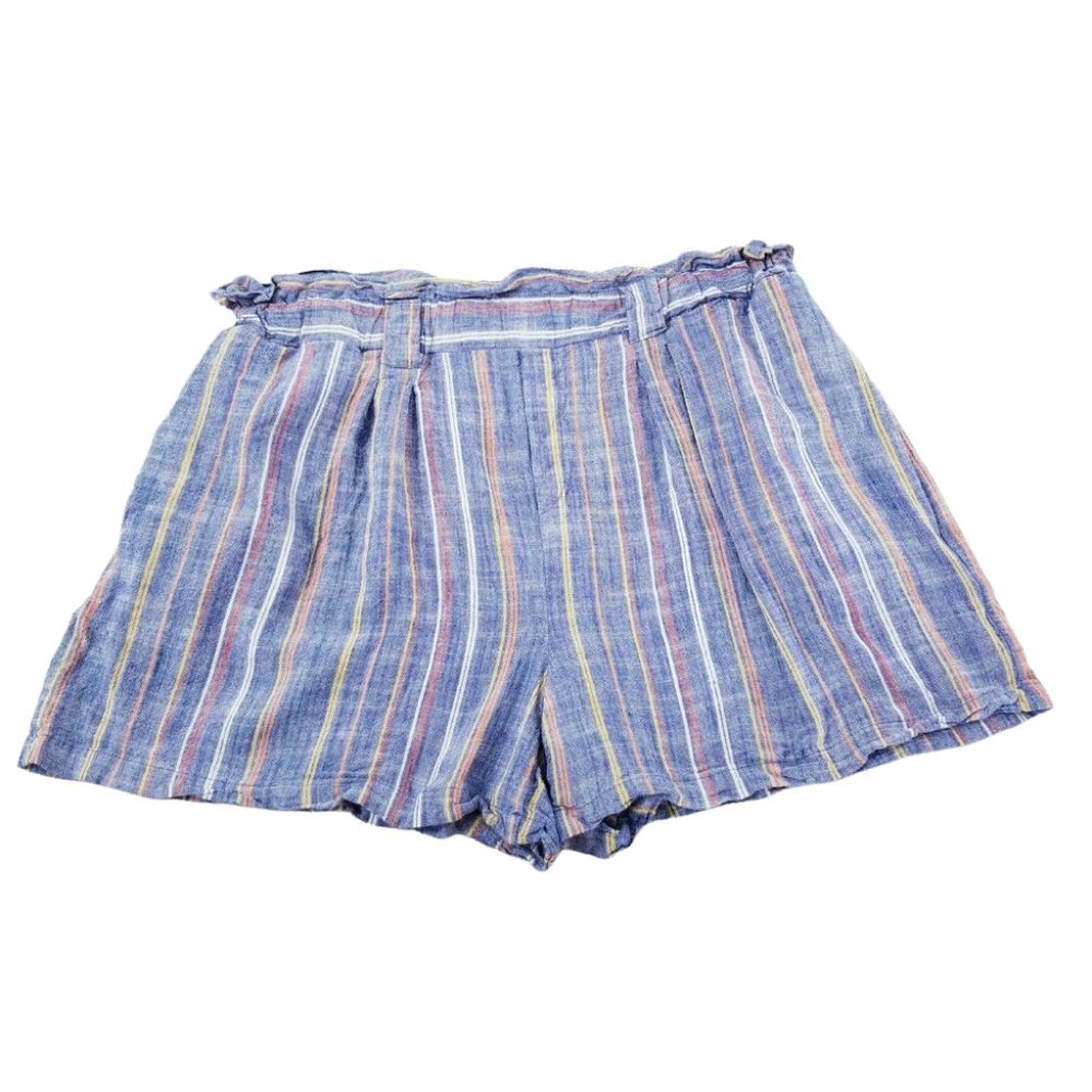 Lili Sport Striped Linen Blend Shorts Pants Plus Size 3X